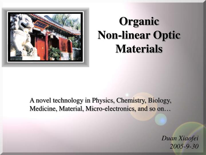 organic non linear optic materials