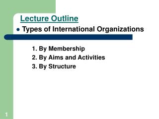 Lecture Outline