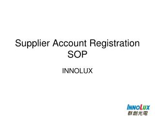 Supplier Account Registration SOP
