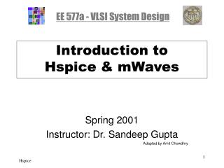 Introduction to Hspice &amp; mWaves
