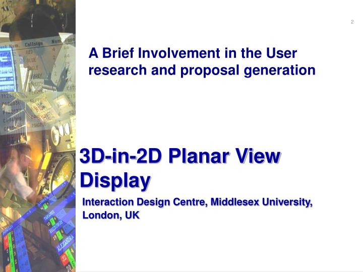 3d in 2d planar view display