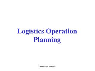 logistics operation planning