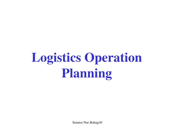 logistics operation planning
