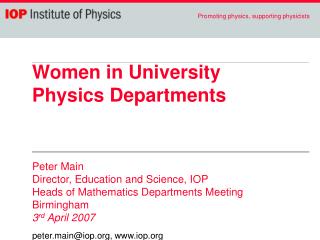 Women in University Physics Departments