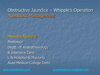 Obstructive Jaundice – Whipple’s Operation Anesthetic Management