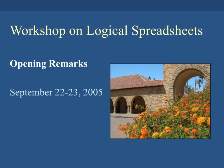 workshop on logical spreadsheets