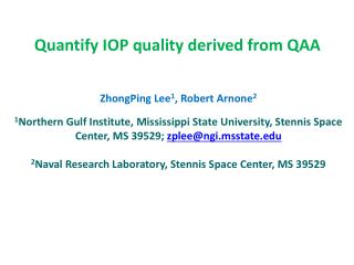 Quantify IOP quality derived from QAA