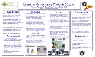 Learning Mathematics Through Culture Ravikant Agarwal, Andrea Williams, Cheryl Seals, Ph.D.