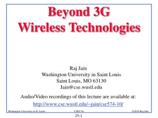 Beyond 3G Wireless Technologies