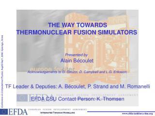 THE WAY TOWARDS THERMONUCLEAR FUSION SIMULATORS