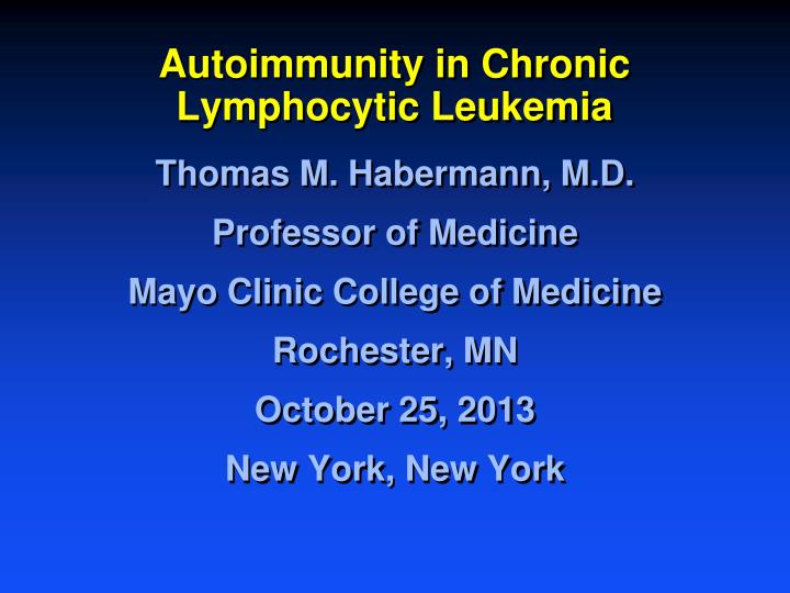 autoimmunity in chronic lymphocytic leukemia