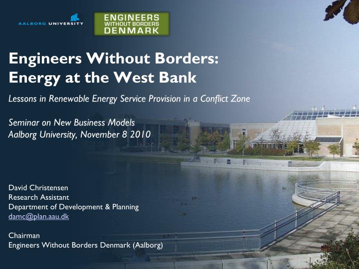 engineers without borders energy at the west bank