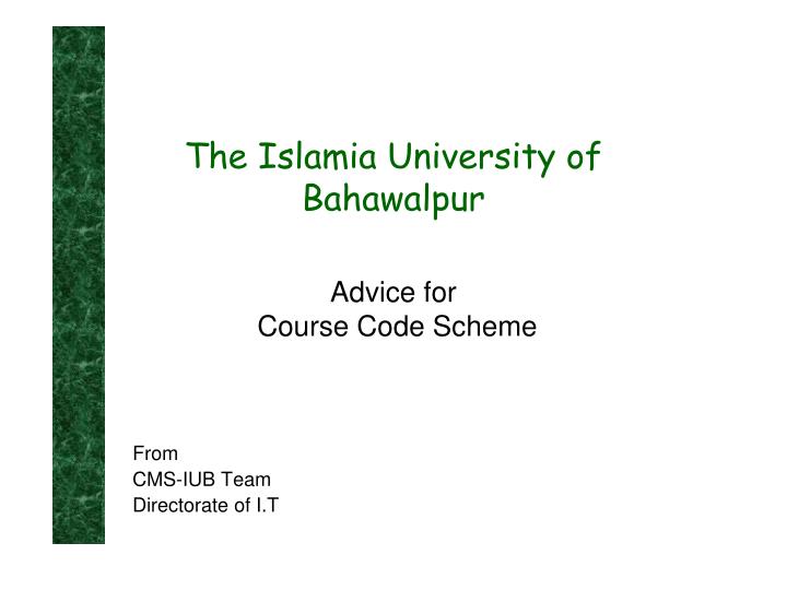 advice for course code scheme