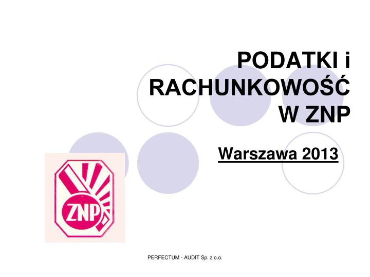 podatki i rachunkowo w znp