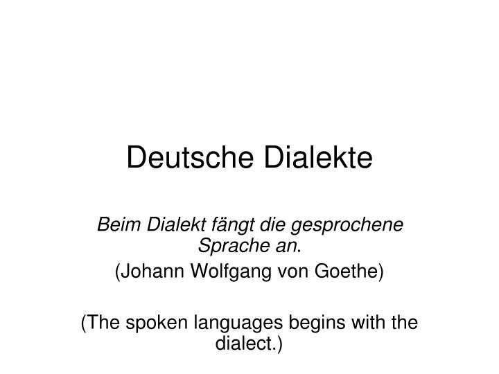 deutsche dialekte