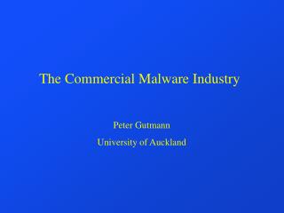 The Commercial Malware Industry