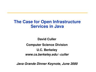 The Case for Open Infrastructure Services in Java