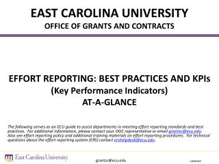 EAST CAROLINA UNIVERSITY OFFICE OF GRANTS AND CONTRACTS