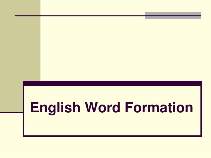 english word formation