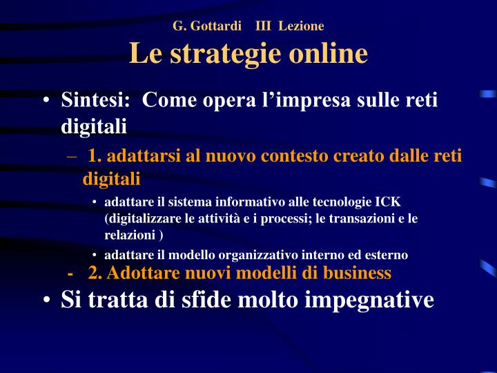 g gottardi iii lezione le strategie online