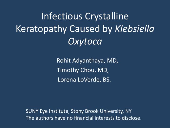 infectious crystalline keratopathy caused by klebsiella oxytoca