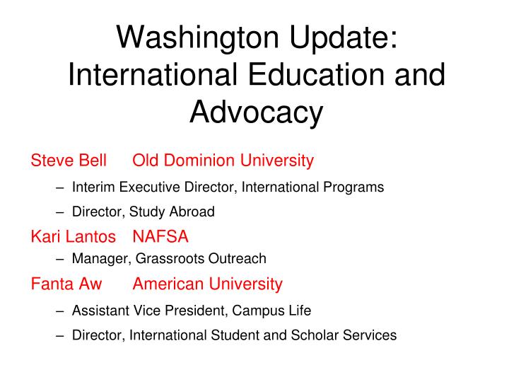washington update international education and advocacy