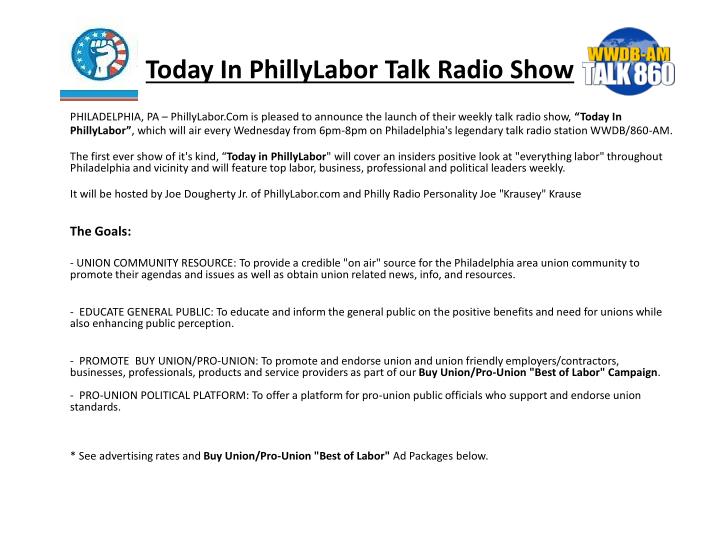 today in phillylabor talk radio show