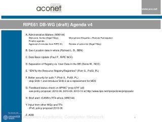 RIPE61 DB-WG (draft) Agenda v4