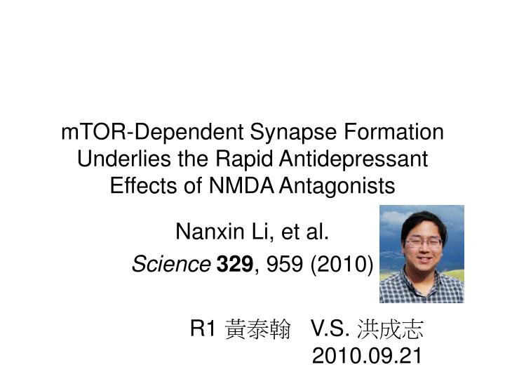 mtor dependent synapse formation underlies the rapid antidepressant effects of nmda antagonists
