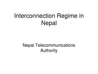 Interconnection Regime in Nepal
