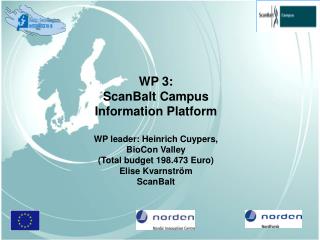 WP 3: ScanBalt Campus Information Platform WP leader: Heinrich Cuypers, BioCon Valley