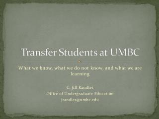 Transfer Students at UMBC