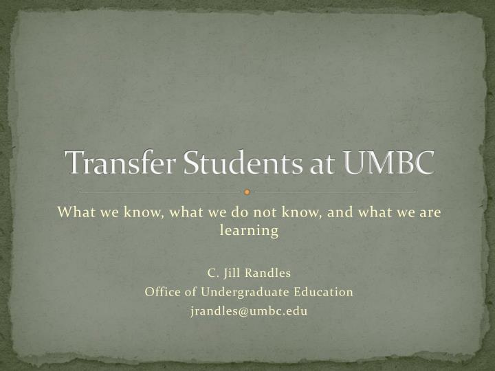 transfer students at umbc