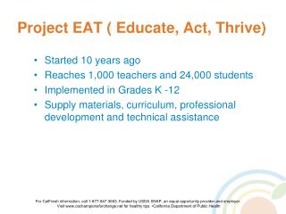 Project EAT ( Educate, Act, Thrive)
