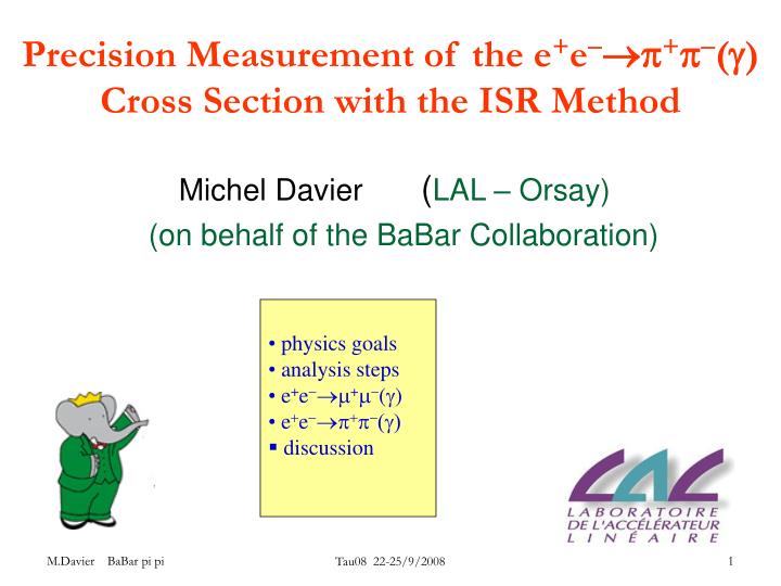 precision measurement of the e e cross section with the isr method