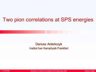 Two pion correlations at SPS energies