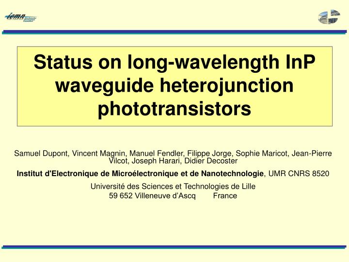 status on long wavelength inp waveguide heterojunction phototransistors