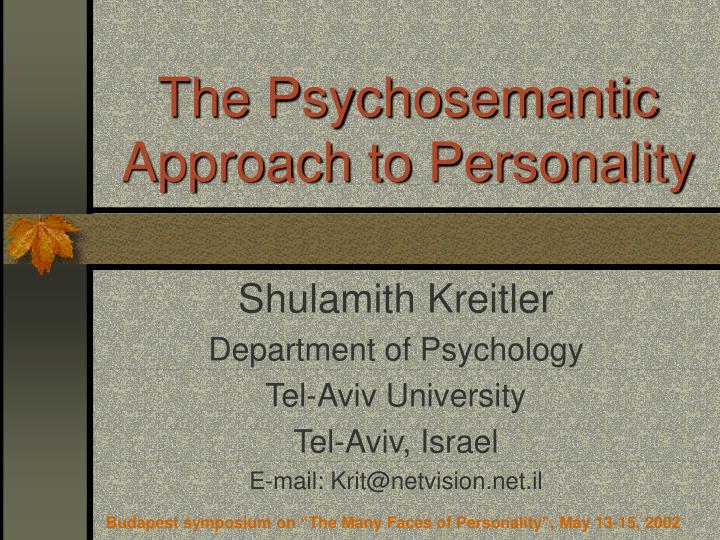 the psychosemantic approach to personality