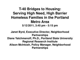 Bridges to Housing Alleviating Family Homelessness in the