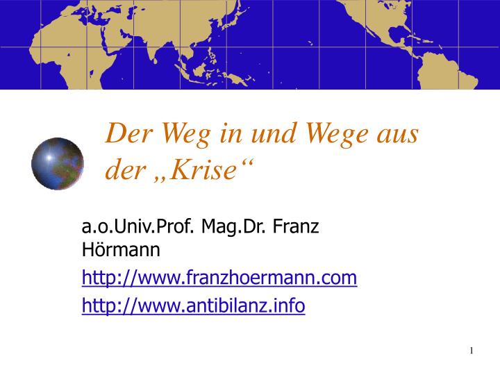 der weg in und wege aus der krise