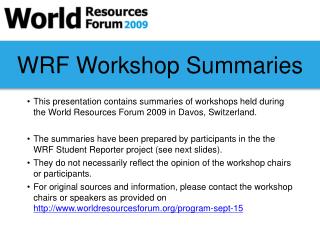 WRF Workshop Summaries