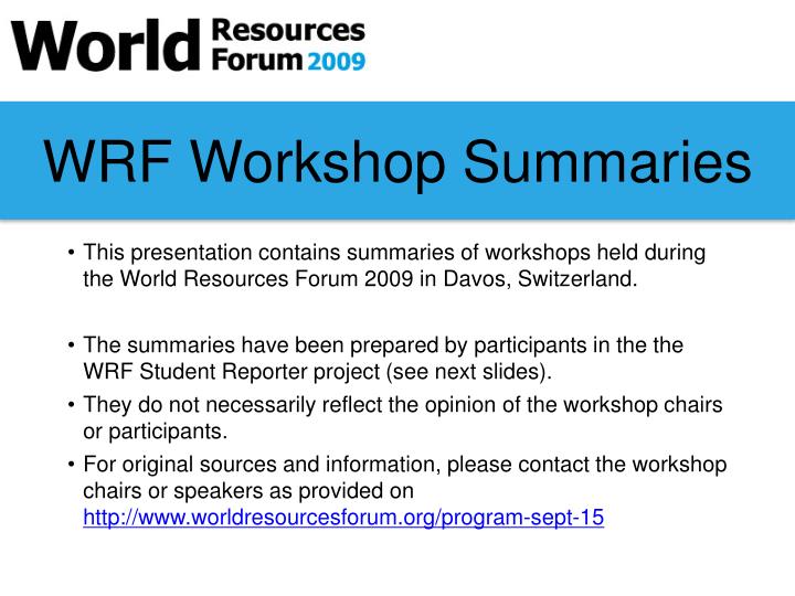 wrf workshop summaries
