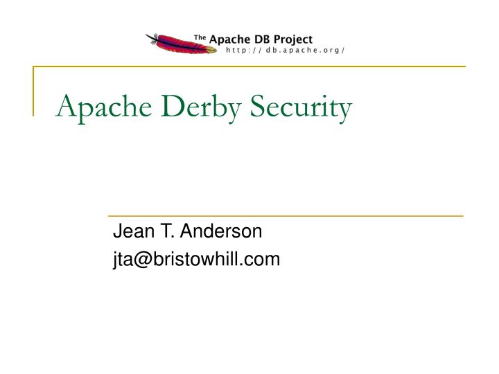 apache derby security