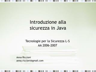 tecnologie per la sicurezza l s aa 2006 2007
