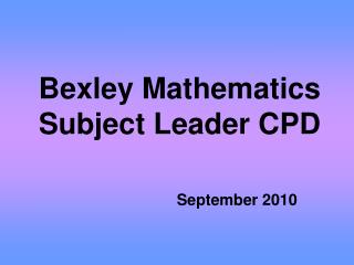 Bexley Mathematics Subject Leader CPD