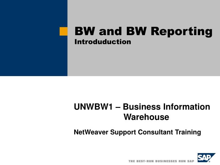 bw and bw reporting introduduction