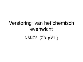 verstoring van het chemisch evenwicht