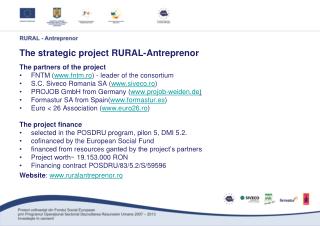 The strategic project RURAL-Antreprenor