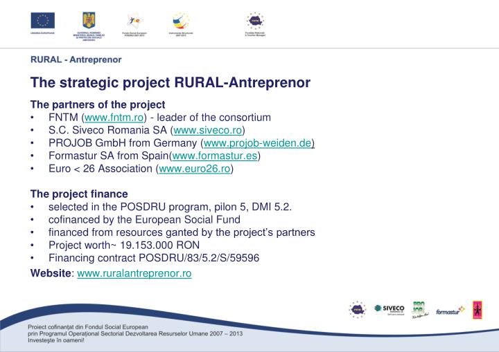the strategic project rural antreprenor
