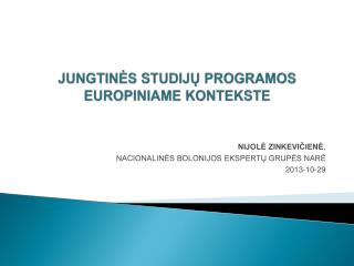 jungtin s studij programos europiniame kontekste